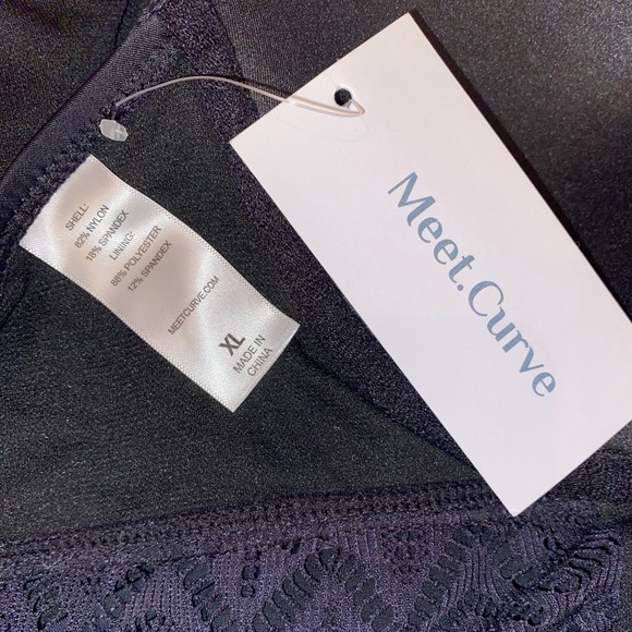 NWT Meet Curve Swimsuit One Piece Lace Side Panels in Black Size XL - Picture 5 of 6